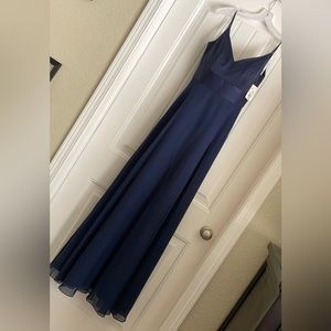 New Full Length Navy Bridesmaid Dress, size 2, never worn tags still on!